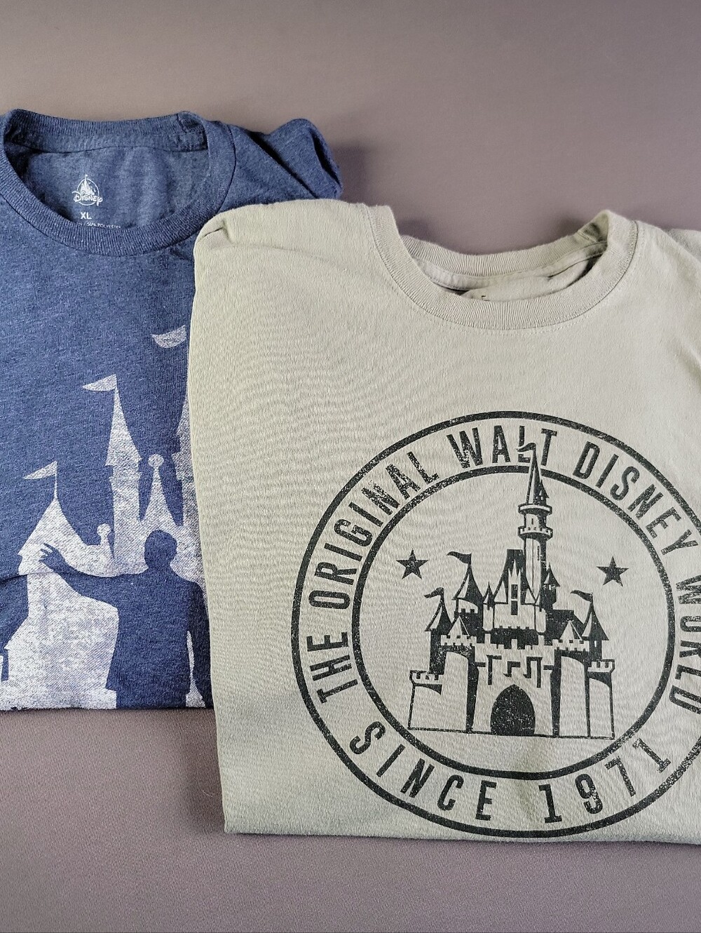 Lot of 2 Disney T-shirts XL Walt Micky And Castle & The Original T-shirt Design